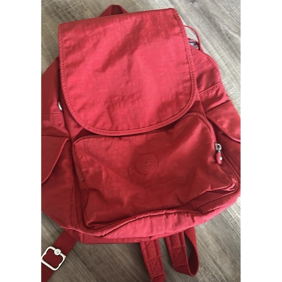 Kipling City Mini Nylon Backpack Red Cherry Travel No Keychain - Picture 1 of 6